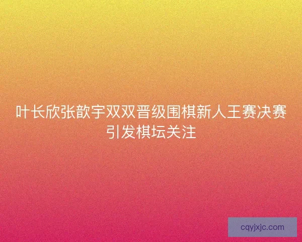 叶长欣张歆宇双双晋级围棋新人王赛决赛引发棋坛关注