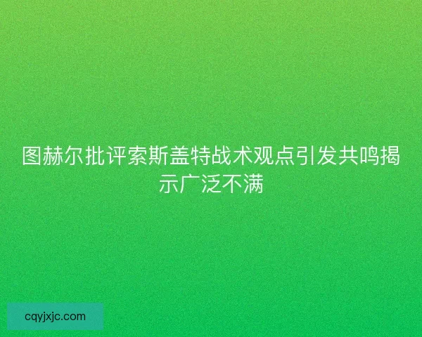 图赫尔批评索斯盖特战术观点引发共鸣揭示广泛不满